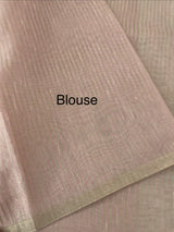 Tissue linen saree with embroidery MSL4900 - Pink flowers