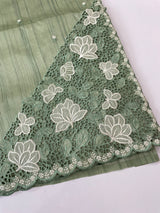 Cutwork Semi tussar saree MTSS674 DuskyGreen