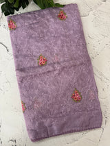 Soft kota checks saree with embroidery - MS7679 Lavender