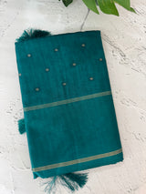 Semi silk saree with retta pettu borders  MTS455 Teal