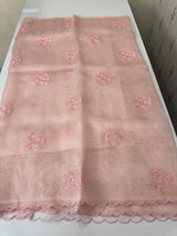 Tissue Organza saree with embroidery - MSH5509 Pastel PeachPink