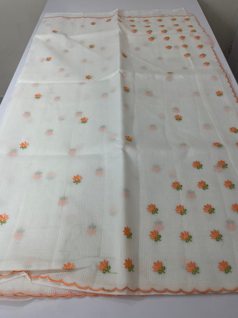 NetKota saree with embroidery MS6868 -Peach