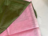 Supernet embroidery saree with contrast blouse MSUP217 Pink & Green