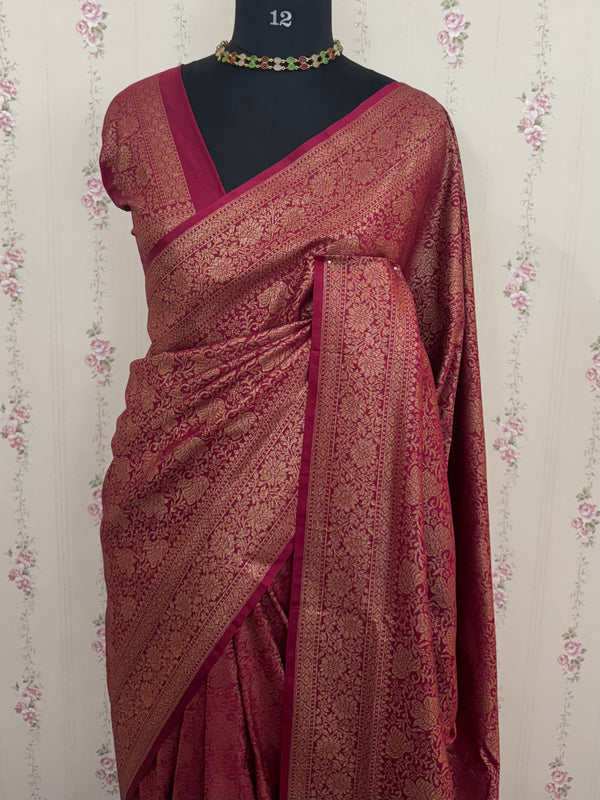 Banarasi semi katan saree SHKNSNM DarkBerryPink