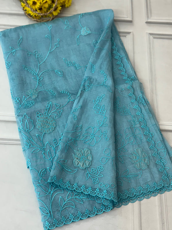 Tissue Organza Applique work saree MS14053