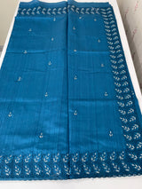 Semi tussar saree with cutwork MSHK566 Teal