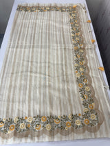 Mul chanderi saree with embriodery & zari lines MSH272