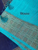 Jute silk sarees with contrast pallu & blouse MJL396