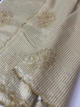 Tissue mix Soft silk saree with applique work MS8146 - Golden