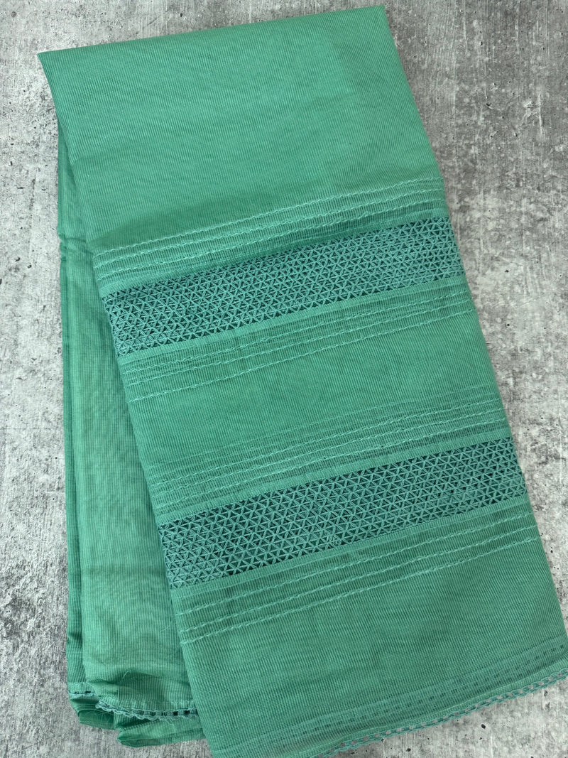 Supernet saree with crochet work and lace border MCJ5433 Jade Green