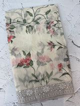 Chanderi digital printed saree with chikankari embriodery MSH171