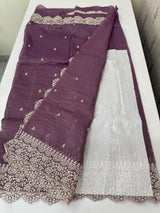Soft crush Organza saree with embroidery and pearl work MS14790