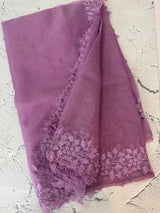 Soft Organza saree with embroidery borders - MSH5777 Lavender