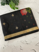Semi jute silk saree with organza pallu MJL406 Black