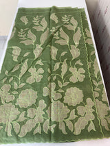 Semi organza saree with appliqué work - MSH906 Green