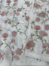 White Supernet saree with embroidery MSH153