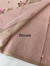 Tissue mix Soft silk saree with embroidery MS8189- Pastel DuskyPink