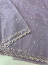 Glassy tissue organza saree with embroidery FKSF121- Lavender