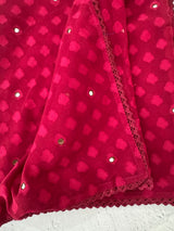 Chiffon Brasso saree with foil mirror work - MS7621 MaroonRed