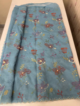Crush Organza saree with embroidery work MBS699 Blue