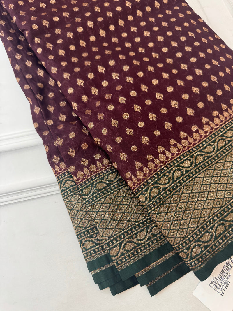 Banarasi viscose Georgette saree MKGS611- DeepWine to Green