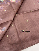 Crushed Blended tussar silk saree with embroidery- MTS355 - DuskyMauve