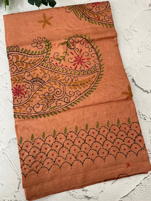 Kanta Handstitched Blended tussar silk saree MS15831