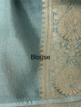 Pure Banarasi crepe Georgette Saree with brocade blouse - MS44987 DuskyBlue