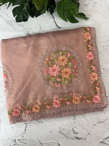 Tissue mix crush Organza saree with embroidery work MS6788 - OnionPink