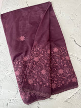 Glass tissue organza saree with embroidery MSF121 (1) Metallic Wine