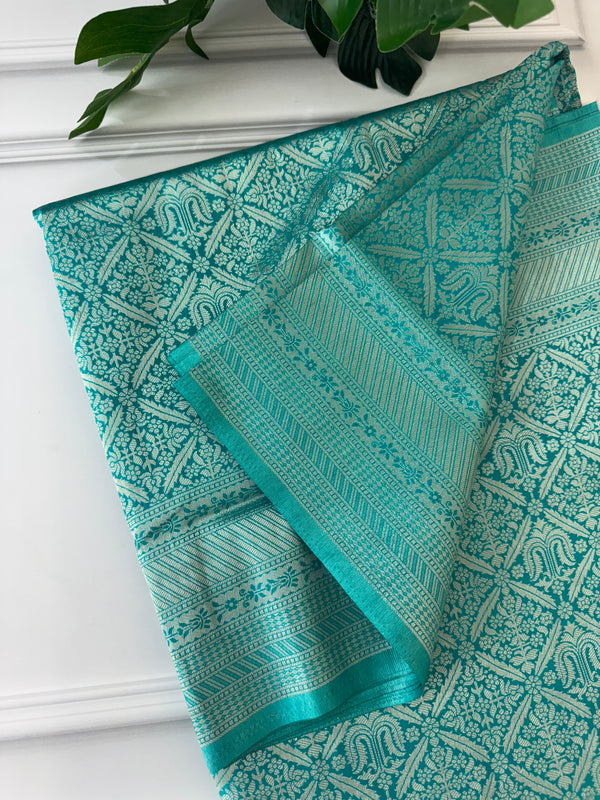 Banarasi semi katan saree MBWS117 BlueGreen