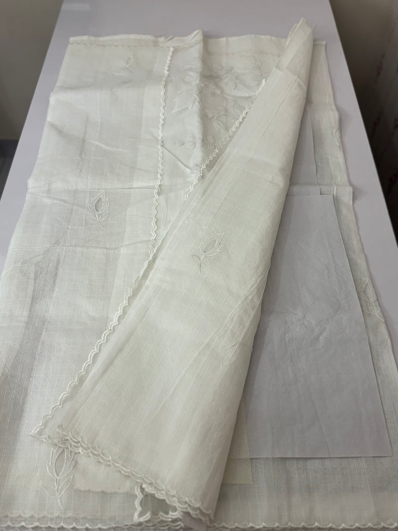 NetKota Applique work saree   -MSH998 White