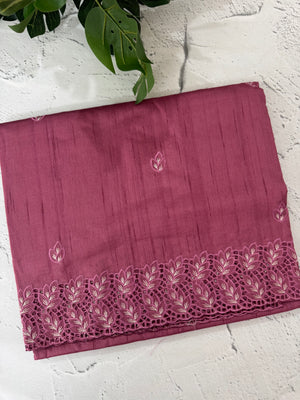 Semi tussar saree with cutwork MSHK566 BerryPink