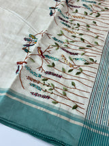 Blended tussar silk saree with hand embroidery MS40488