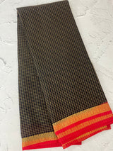 Crepe chiffon saree with small checks zari weaving  MS81890