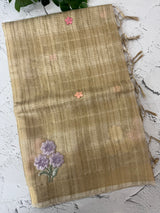 Blended tussar silk saree with zari weaving and sequence buttas MS16448