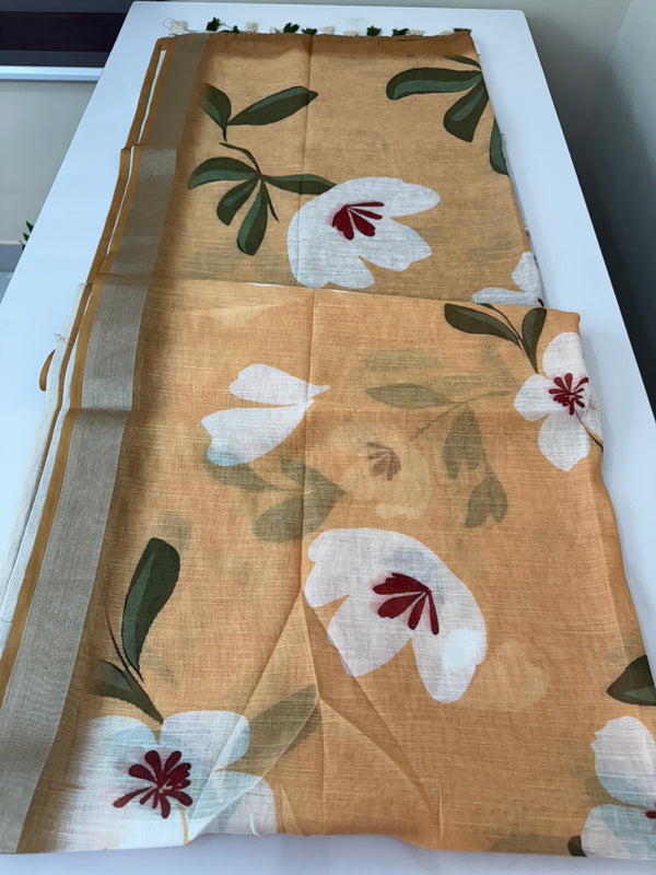 Printed Semi Linen saree  MLS229