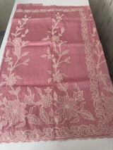 Tissue mix soft Organza saree with applique work MSCK38 Pink