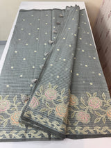 Applique and embroidery work Kota Silk saree MSH118 - Grey