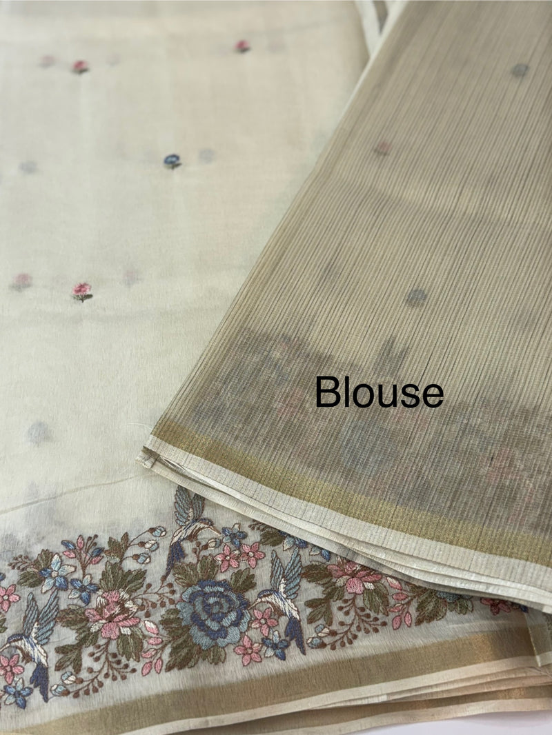 Chanderi viscose silk saree with embroidery MS98544