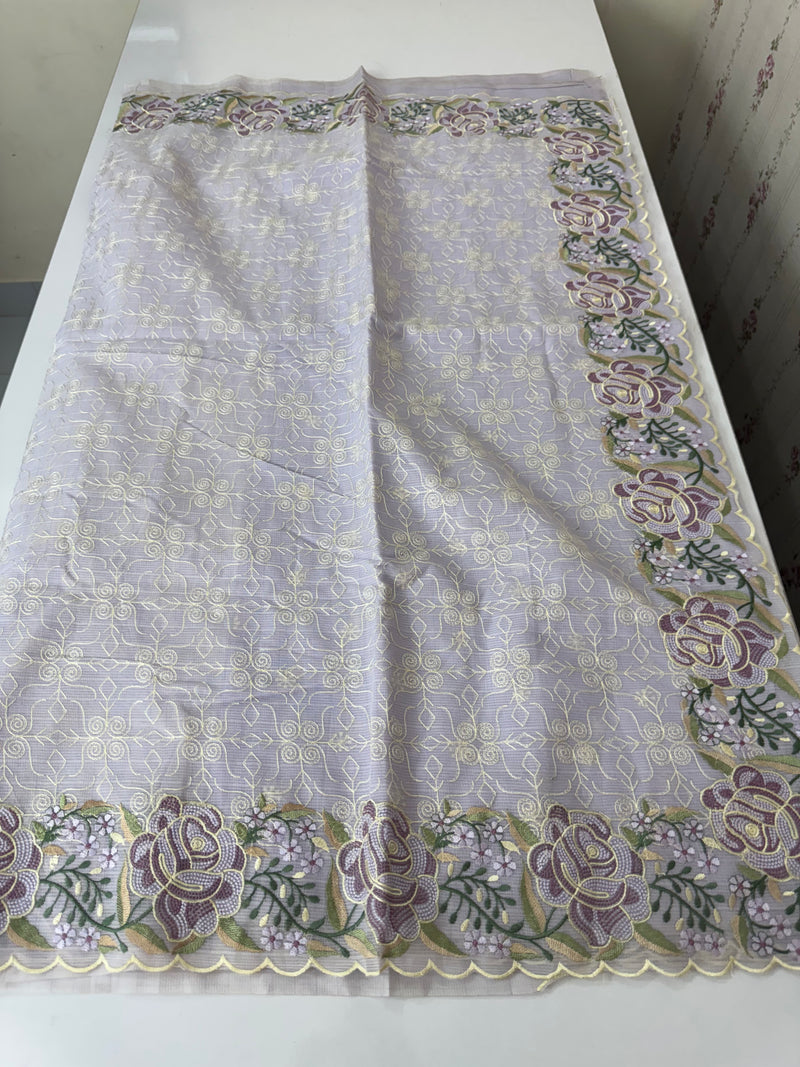 Phulkari NetKota embroidery saree - MSH126 Pastel Lavender