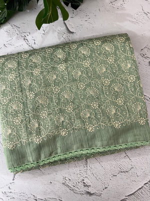 Matka Blended Tussar silk saree with embroidery MMT567