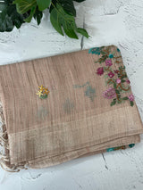 Soft Tissue linen Silk embriodery saree MS49876