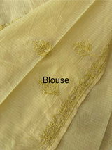 Premium Kota checks saree with Chikankari work  MSH241 PastelYellow