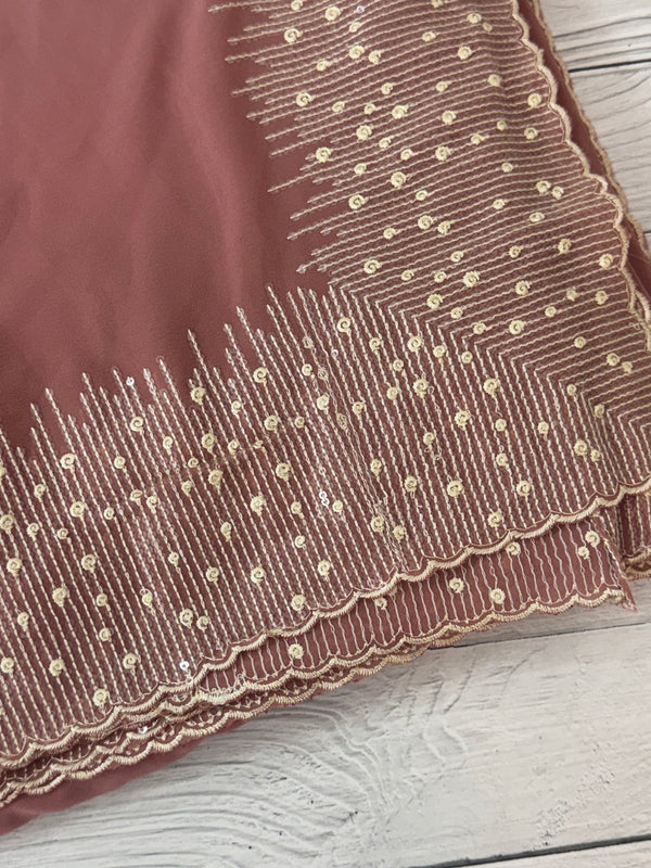 Designer georgette sarees with blouse MGS5321- DuskyPeach