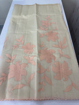 Moonga checks saree with Applique work  MSH160 - Cream & Peach