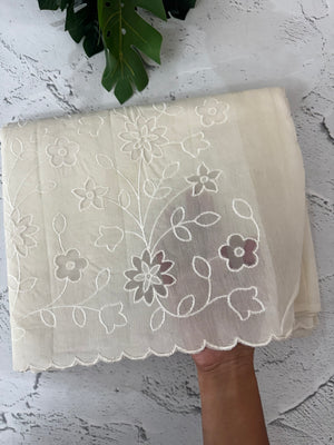 Mul chanderi saree with applique work MSH1566- Offwhite