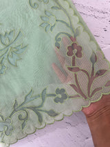 Moonga checks saree with Net Applique borders  MSH157 PistaGreen