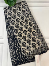 Hand block printed pure kota doria saree MBKD462