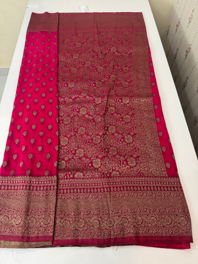 Semi banarasi Khaddi Georgette saree - MS1499 DarkPink